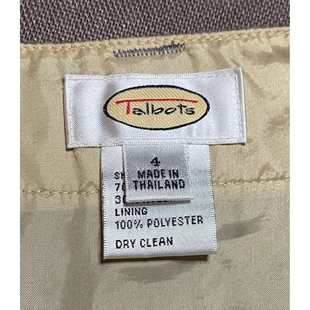 Talbots‎ Plaid Wool Blend Belted Knee Length Skirt Women Size 4 Gray Beige
